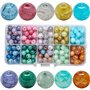 YPLonon Perle de Verre Rondes 8MM Craquelé Assortiment Des Billes de Cristal avec Trou Colorées Perles en Vrac Naturelles pour B