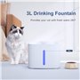 SINZUX Fontaine à Eau pour Chat Chien 3L, Distributeur Eau pour Chat Silencieux avec LED Fenêtre de Niveau d'eau, 3 Filtre à Cha