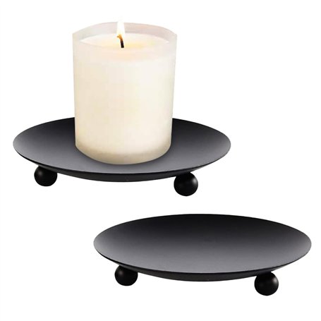 VIVIIHOO Lot de 2 bougeoirs en métal noir pour bougies piliers