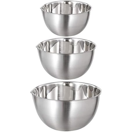 FAB4HOME Lot de 3 Bols Mélangeurs en Acier Inoxydable Saladier avec Bec Verseur et Mesure Bol en inox Bol de Cuisine 1