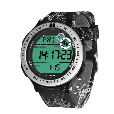 TEKMAGIC 100m sous-Marin Montre-Bracelet Podomètre pour Hommes Garçons Montre Natation Etanche avec Fonction de Chronomètre de T
