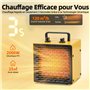 SIAL Radiateur électrique 2000 W Portable - Chauffage Soufflant - Céramique - Chauffage d'appoint - 3 Modes - Convient à l'ordin