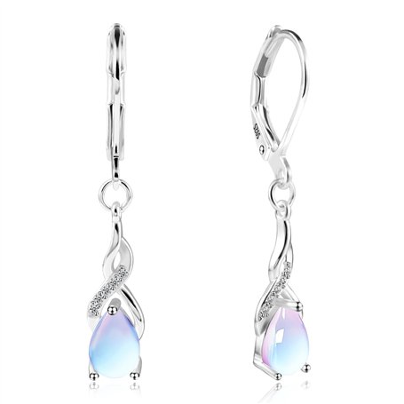 DMNQ Boucles D'Oreilles Pendantes En Argent Avec Pierre De Lune Bijoux Pierre De Lune Pierre De Lune Boucles D'Oreilles Boucle O