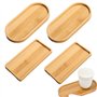 Rebanky 4 Pcs Plateau en Bambou Rectangulaire Ovales Plateau de Service en Bambou Petit Plante Bois Soucoupe Plante pour Café