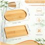 Rebanky 4 Pcs Plateau en Bambou Rectangulaire Ovales Plateau de Service en Bambou Petit Plante Bois Soucoupe Plante pour Café,Pa