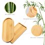 Rebanky 4 Pcs Plateau en Bambou Rectangulaire Ovales Plateau de Service en Bambou Petit Plante Bois Soucoupe Plante pour Café,Pa