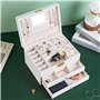 TAVADA Coffre à Bijoux de Femme,Organisateur De Bijoux PU 3 Couches Verrouillable,Boite en Cuir Imperméable pour Filles Ranger B