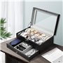 SAMISO Boîte à montres à 2 couches,Coffret à Montres avec couvercle en verre,Rangement pour Montres en Cuir,12 compartiments et