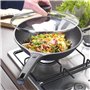 Home Icon Poêle Wok Induction en Aluminium avec Couvercle - Wok Antiadhésive avec Poignée Amovible Compatible avec Tous Les Feux