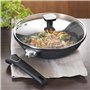 Home Icon Poêle Wok Induction en Aluminium avec Couvercle - Wok Antiadhésive avec Poignée Amovible Compatible avec Tous Les Feux