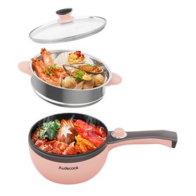 Audecook Petite Poêle électrique avec Cuiseur Vapeur (U(Rose/Avec Cuisson à la vapeur)) Audecook Petite Poêle électrique avec Cuiseur Vapeur (U(Rose/Avec Cuisson à la vapeur))