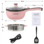 Audecook Petite Poêle électrique avec Cuiseur Vapeur (U(Rose/Avec Cuisson à la vapeur))