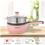 Audecook Petite Poêle électrique avec Cuiseur Vapeur (U(Rose/Avec Cuisson à la vapeur))