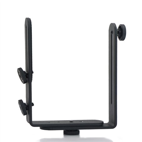 Support Flash Double Forme L - Accessoire D'appareil Photo Plaque Sabot Speedlite Métal Pour Appareil Reflex Numérique Microphon