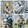 Masque de Protection Respiratoire avec Lunettes, Masque Anti Poussiere Réutilisable avec Filtres, Masque a Gaz pour Peinture, Va