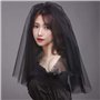 Halloween Voile De mariage Sorcière Noir Voile De Mariée en Deux Couches