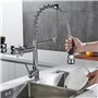 Robinet Cuisine avec 2 Jets,Robinetterie à Ressort Mitigeur Cuisine,Pivotant à 360，STANEW Froid & Chaud Disponible, Laiton chrom