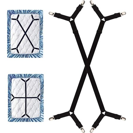 2pcs Sangles de Support de Drap de lit Longues réglables Pinces pour Drap de lit