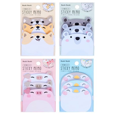 4 Blocs Notes Autocollantes Feuilles Notes Adhésives en Forme Animaux Ensemble de Notes Autocollantes Sticky Notes pour Bureau (