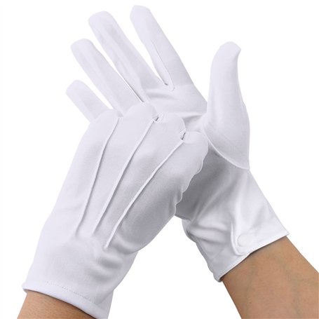 MATORD Gants Blancs Surpiqués en Nylon - 2 Paires Avec Boutons Pression pour Policier