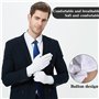 MATORD Gants Blancs Surpiqués en Nylon - 2 Paires Avec Boutons Pression pour Policier, Formel Smoking, Inspection de Bijoux