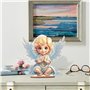 DCIDBEI DIY Broderie Diamant Objets de Décoration Diamond Painting Statues Décoratives, Puzzle Diamant Petit Ange Blond, BRICOLA