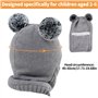 Udbrud Cagoule Bébé, Enfant d'hiver Cercle Echarpe Ensemble Enfant Double Pompon Cagoule Balaclava Bonnet Chaud écharpe Ensemble