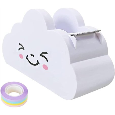 Dévidoir de ruban adhésif de bureau mignon petit nuage décoratif de dessin animé distributeur de ruban adhésif avec ruban arc-en