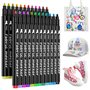 24 Couleurs Marqueurs Textile et Tissu