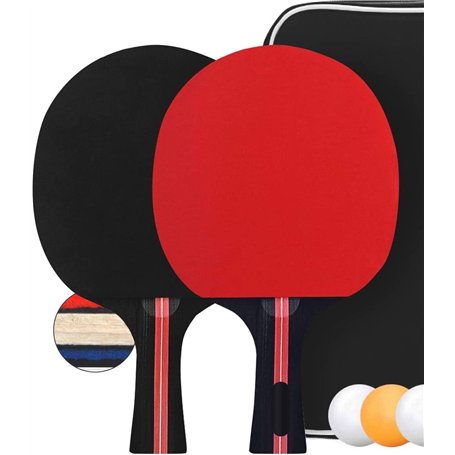 HAFERL Kit de tennis de table avec 2 raquettes et 3 balles dans un sac