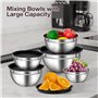 Bols à mélanger en Acier Inoxydable, Lot de 5 Saladiers avec couvercles hermétiques, 0.7L/ 1.1L/ 1.5L/ 2.7L/ 4.5L Empilables et 