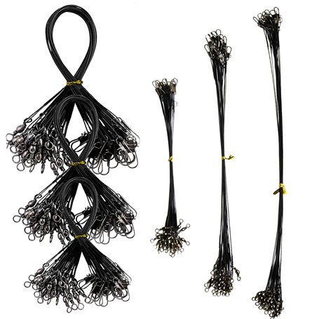 GIAK Bas de Ligne Acier en Acier Pêche Ligne Brochet 72 PCS Bas de Ligne Carnassier 3 Tailles de 15/20/25 cm Fil de Pêche avec S