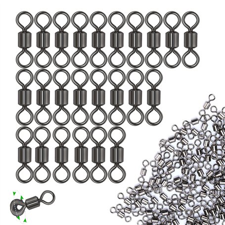 TFSYLISA 100 Pcs Émerillon Rolling de Pêche Anneaux Inoxydable Emerillons Deau Solides Connecteur de Crochet de Pêche Mer ou L’E