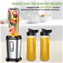 500W Blender Smoothie Électrique, Mini Mixeur Blender avec 2 Bouteilles Tritan Portables de 600 ml, Mixeur Smoothie sans BPA ave