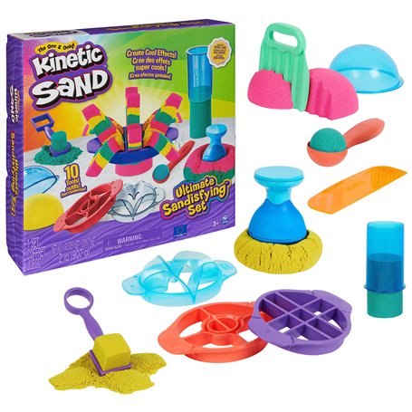 KINETIC SAND SABLE MAGIQUE - ULTIMATE SANDISFYING SET 907 G + 10 MOULES - Créez Différentes Formes Hypnotisantes avec Ce Sable M