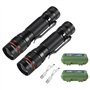 GUODSKHOO Lot de 2 Lampes de Poche LED Rechargeable Tactiques Lampe Torches Ultra Puissante par USB Avec Résistante à L'eau 3 Mo