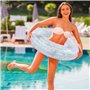 LUMOOM Bouée de natation gonflable avec paillettes - En PVC transparent - Pour adultes - Piscine, plage de sable - Fête - Argent
