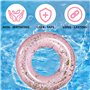 LUMOOM Bouée de natation gonflable avec paillettes - En PVC transparent - Pour adultes - Piscine, plage et sable - Fête (rose)