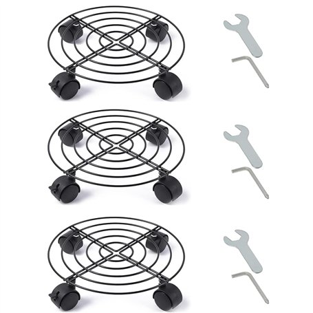Hayan - Lot de 3 plateaux ronds pour pot de fleurs avec roulettes - 27