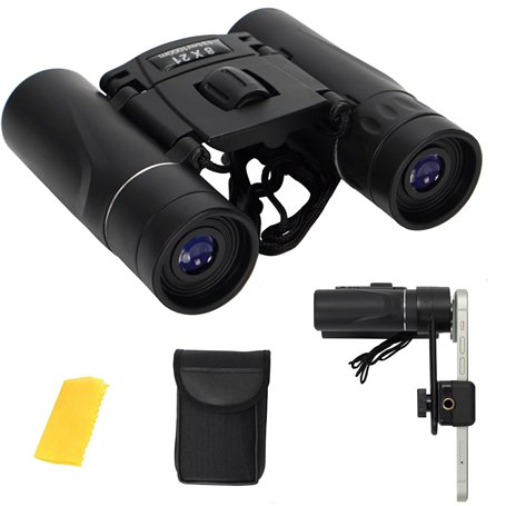 FLYAMAPIRIT Mini jumelles télescopiques pliables 8 x 21 HD avec adaptateur pour smartphone