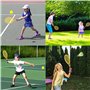 Raquette de Tennis pour Enfants, 2 en 1 Ensemble Raquette de Badminton avec 2 Balles de Tennis et 6 Badminton, Portable Jouets S