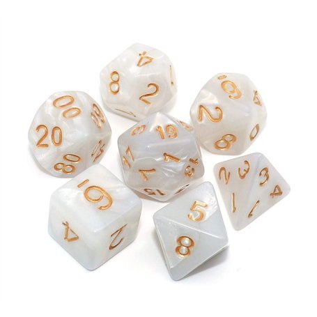CREEBUY DND Jeu de dés polyédriques blanc nacré pour Donjons et Dragons D&D Pathfinder MTG Jeu de rôle RPG