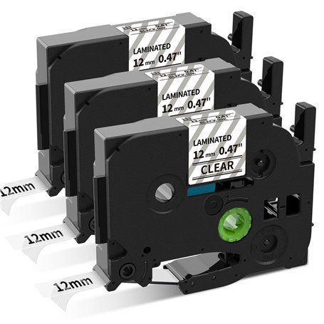 COLORWING Lot de 3 rubans encreurs compatibles pour Brother Ptouch TZe-131 - Noir sur transparent 12 mm - Tze131 TZ 131 - Pour B
