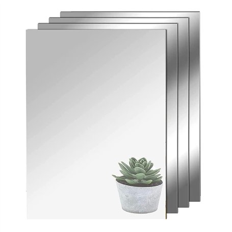 TSKDKIT 4 Pièces Miroirs Muraux Adhesif pour Salon Decoratif A4 Miroir Mural Decoratif Acrylique Miroir Autocollant pour Salle d