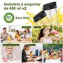 Rawhui Mixeur Électrique 800W pour Smoothies, Mini Blender avec 2 Bouteilles Portables de 600 ml, Sans BPA, 6 Lames en Acier Ino