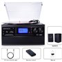 DIGITNOW! Tourne-Disque Bluetooth Viny pour CD, Cassette, Radio AM/FM et entrée auxiliaire, Port USB et encodage SD, télécommand