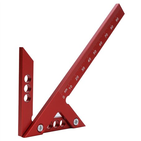 QWORK® Centre Finder Jauge de Ligne 105 mm - 45°& 90° - Règle de Charpentier en Alliage d'Aluminium