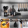 24 Pièces Kit Ustensiles de Cuisine, Set de couverts de cuisine, poignée en bois, résistant à la chaleur, Ensemble de Cuisine sa