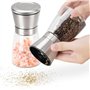 H&S Set Moulin a Poivre et Sel - Salière et Poivrière pour Cuisine avec en Verre et Tête en Inox - Moulin Manuel Facile à Rempli