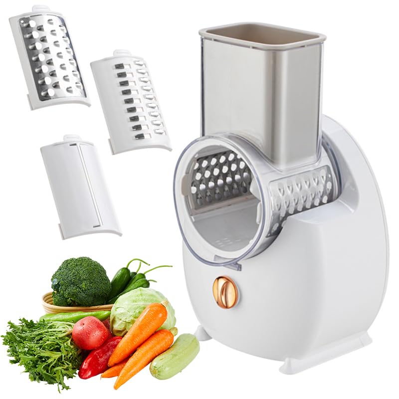 Râpe à Fromage Électrique Rotative 3 En 1 - Râpe Légumes Multi-fonctions Avec 3 Lames